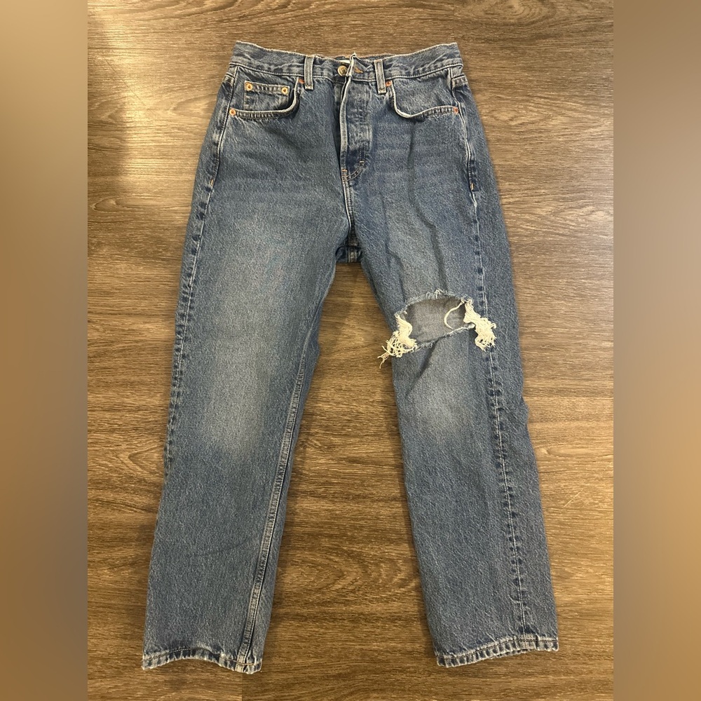 Topshop Blue Distressed Men Jeans